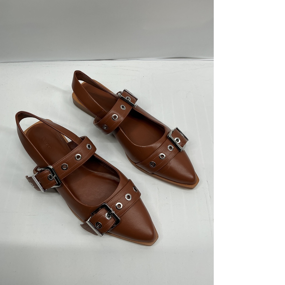 Italian Leather Bold Buckle Slingback Flat - Picture 2 of 4